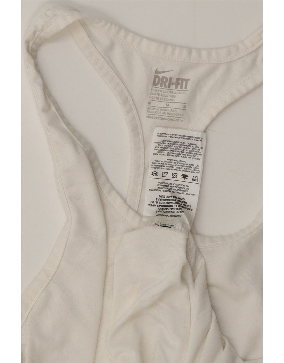 NIKE Womens Dri Fit Slim Fit Vest Top UK 12 Poliester alb mediu