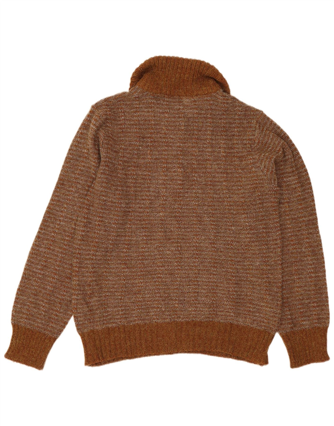 VINTAGE Pulover cu gât polo pentru bărbați IT 50 Maro mediu cu dungi acrilice