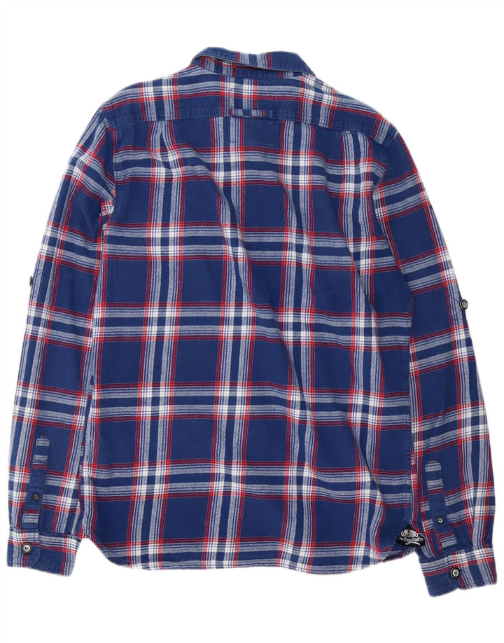 Cămașă de flanel pentru bărbați Superdry, din bumbac cu carouri, albastru bleumarin