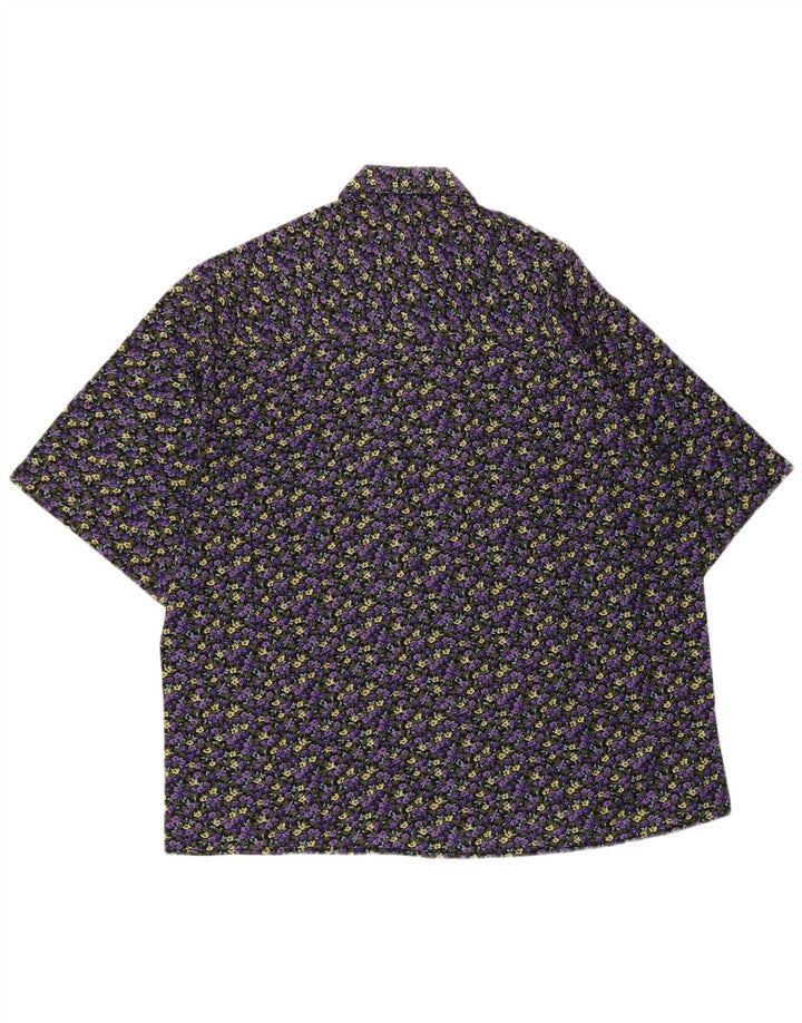 Cămașă Vintage pentru bărbați cu mânecă scurtă Mov mediu Floral