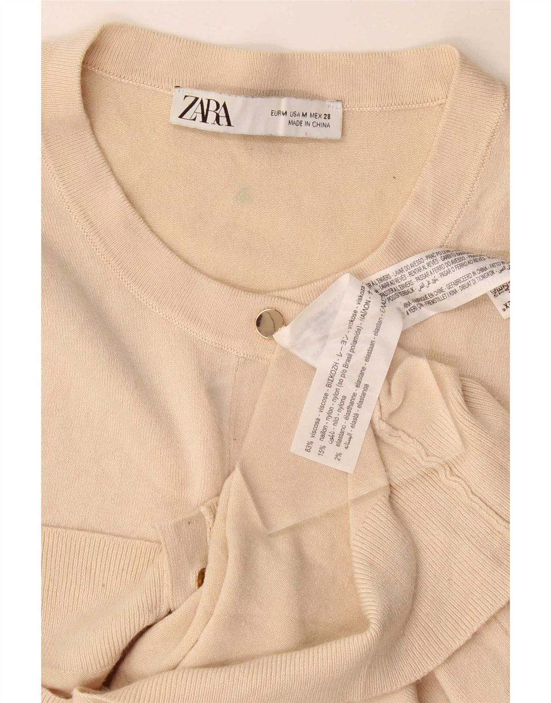 Pulover cardigan pentru femei Zara UK 12 Medium Bej Viscoza