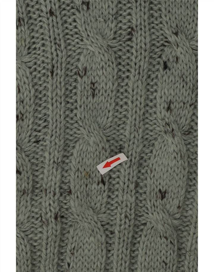 Pulover vintage pentru bărbați cu gât rulat, XL, verde, acrilic