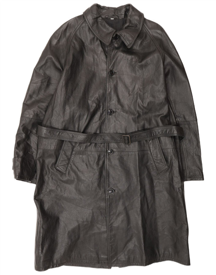 Palton din piele pentru bărbați VINTAGE IT 52 XL din piele neagră