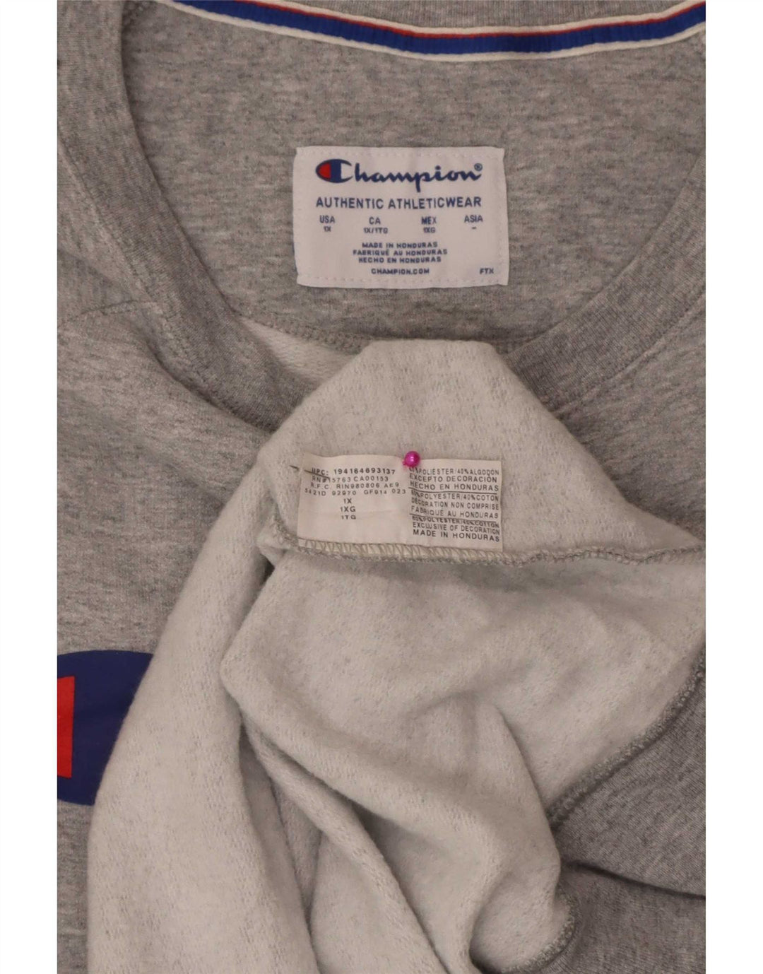 Pulover grafic pentru bărbați Champion XL, poliester gri
