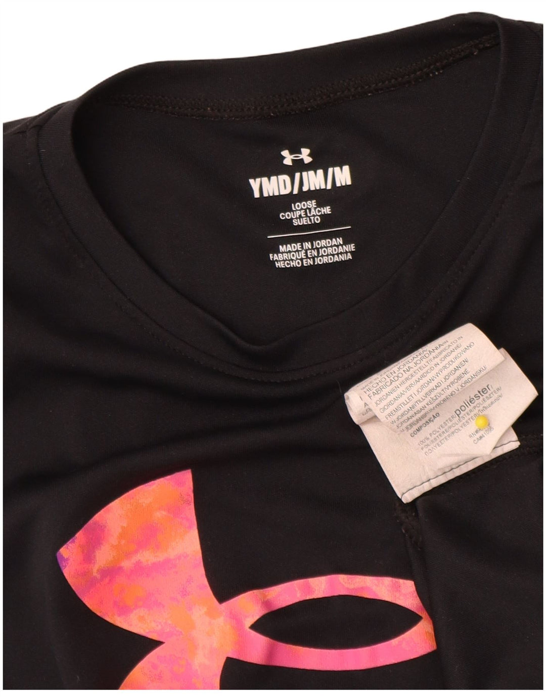 Tricou grafic Under Armour pentru fete Top 9-10 ani Poliester negru mediu