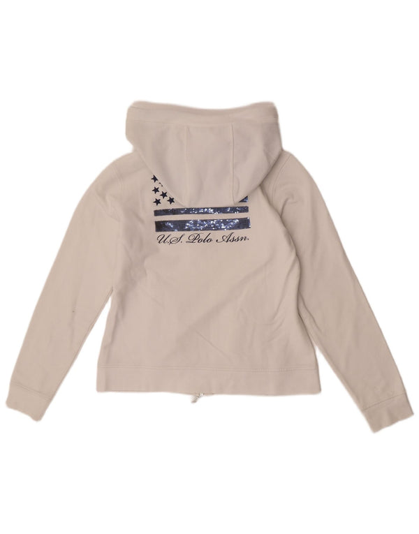 U.S. Polo Assn. Pulover cu glugă cu fermoar pentru femei UK 10 Bumbac alb mic