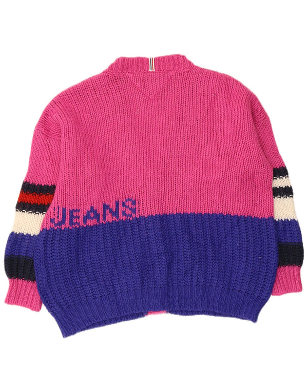 Pulover cardigan grafic Tommy Hilfiger pentru femei UK 14 Roz mediu