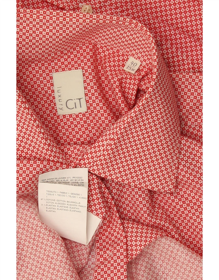 Cămașă Vintage pentru bărbați Mărimea 40 15 3/4 Bumbac Geometric Roșu Mediu