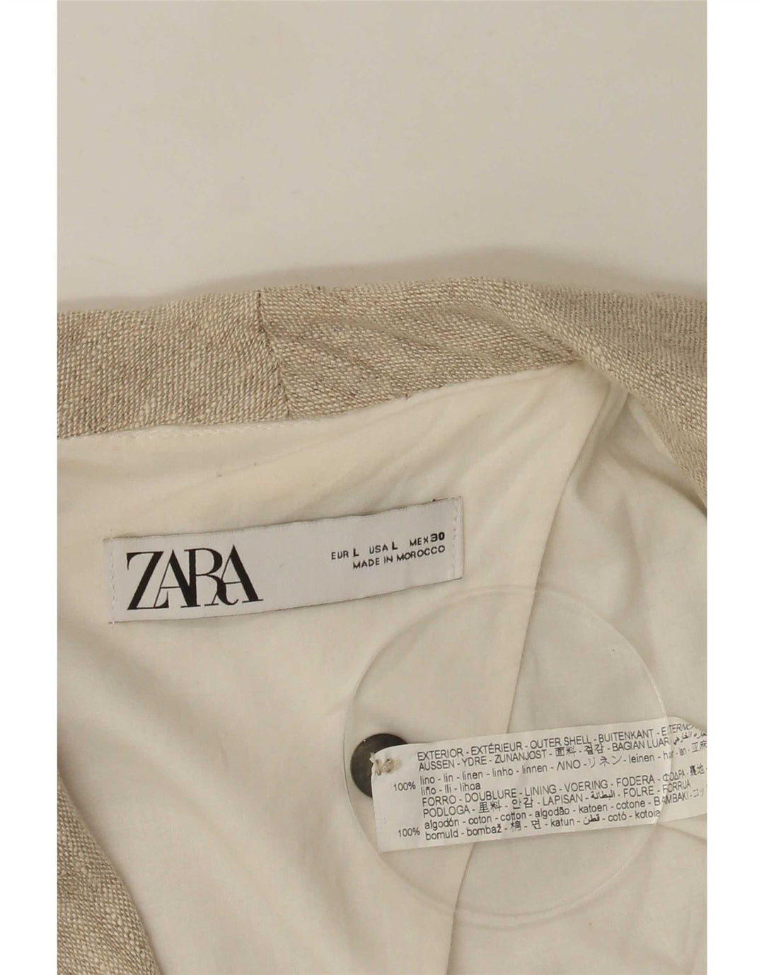 Jachetă pentru femei Zara, la două piepturi, UK 16, mare, bej, in