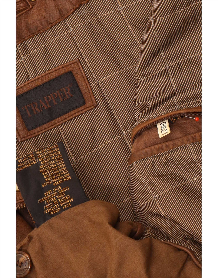 Jachetă de piele pentru bărbați Trapper UK 50 5XL maro