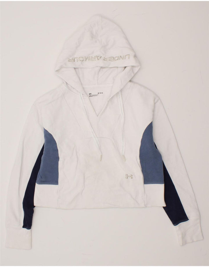 UNDER ARMOUR Womens Oversized Crop Hoodie Jumper UK 14 Medium White Vintage Under Armour and Second-Hand Under Armour from Messina Hembry 