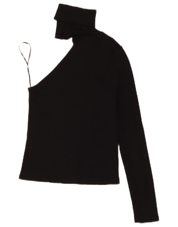 Top Crop pentru un umăr pentru femei Zara UK 8 Small Black Viscose