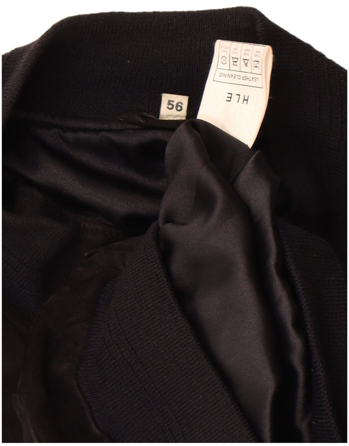 VINTAGE Jachetă Bomber din piele intoarsa pentru barbati IT 56 3XL Piele neagra