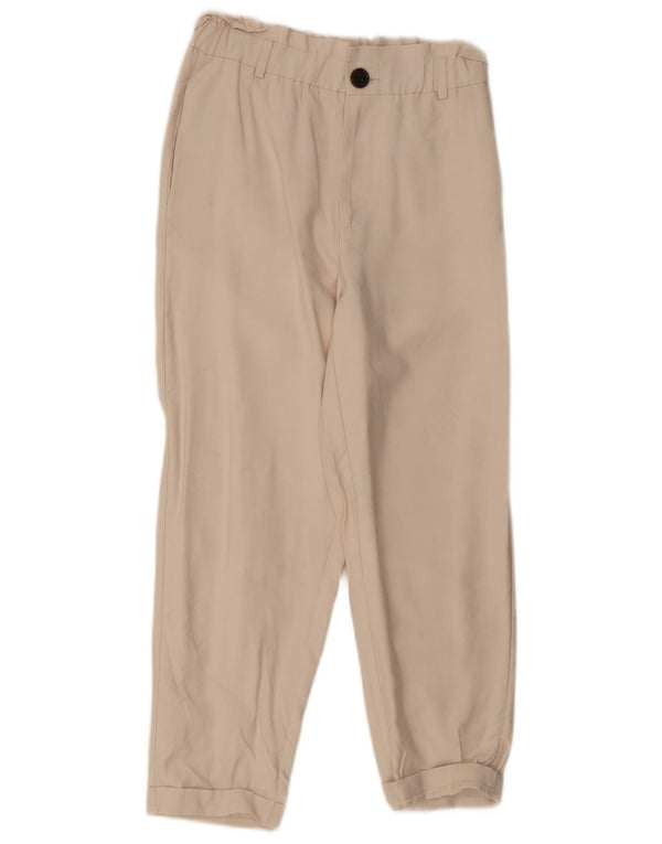 Pantaloni tăiați conici pentru femei cu talie înaltă Zara Mici L26 L25 Bej Viscoză
