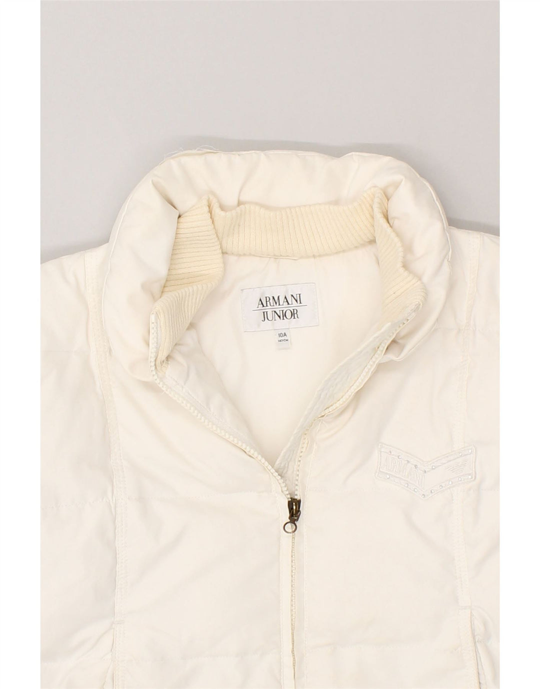 ARMANI JUNIOR Girls Padded Jacket 9-10 Years White Polyester | Vintage Armani Junior | Thrift | Second-Hand Armani Junior | Used Clothing | Messina Hembry 