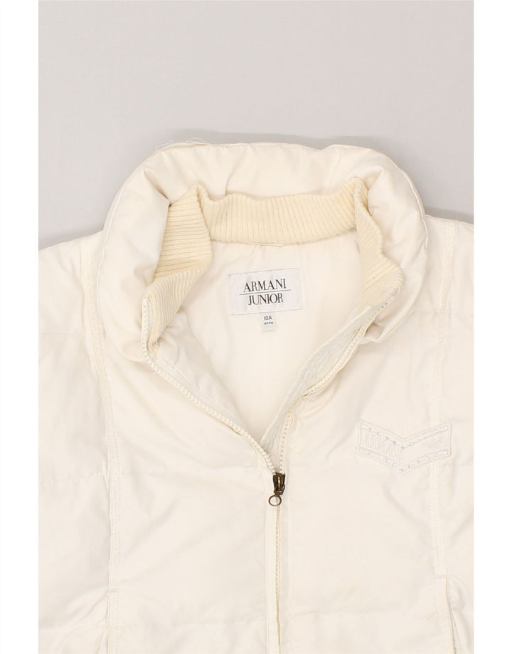 ARMANI JUNIOR Girls Padded Jacket 9-10 Years White Polyester | Vintage Armani Junior | Thrift | Second-Hand Armani Junior | Used Clothing | Messina Hembry 