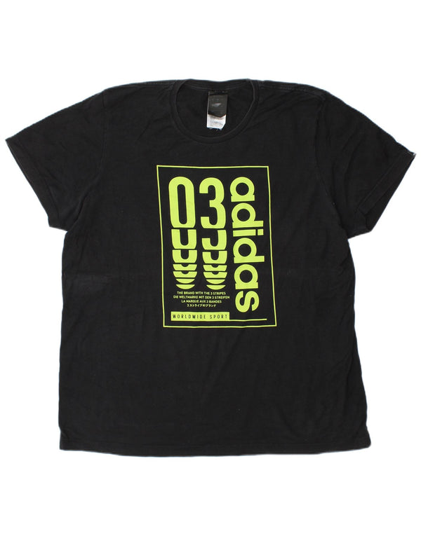 Tricou grafic Adidas pentru bărbați Top mare din bumbac negru