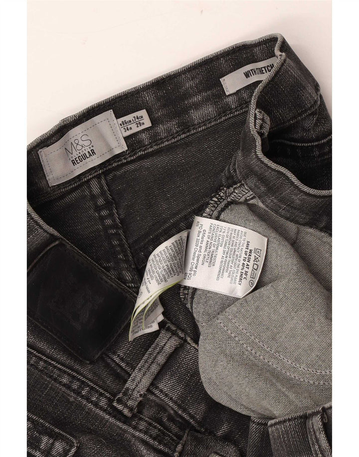 Blugi drepti pentru bărbați Marks & Spencer, cu ajustare normală, L34 L29, bumbac gri