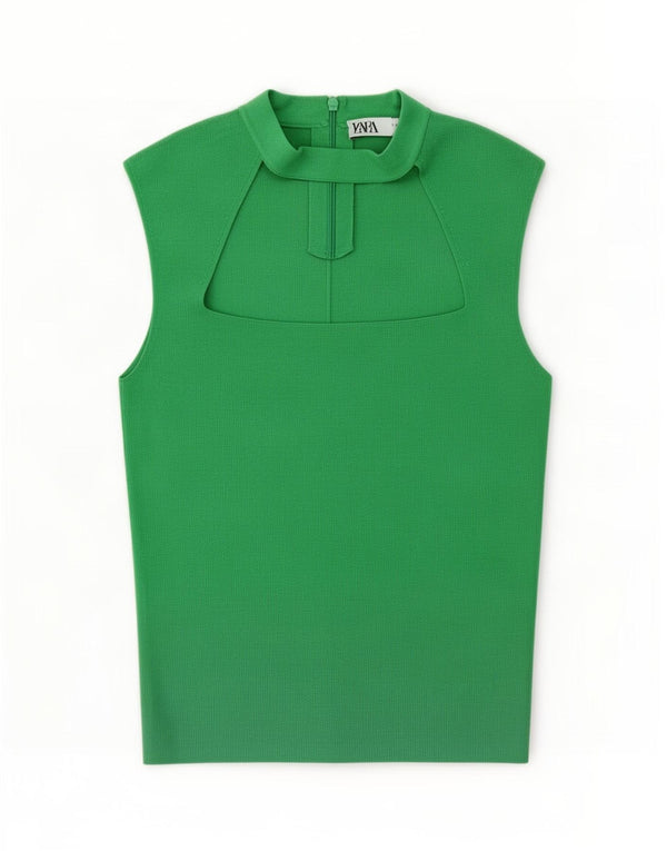 Bluză de top fără mâneci pentru femei Zara UK 10 Small Green Viscose