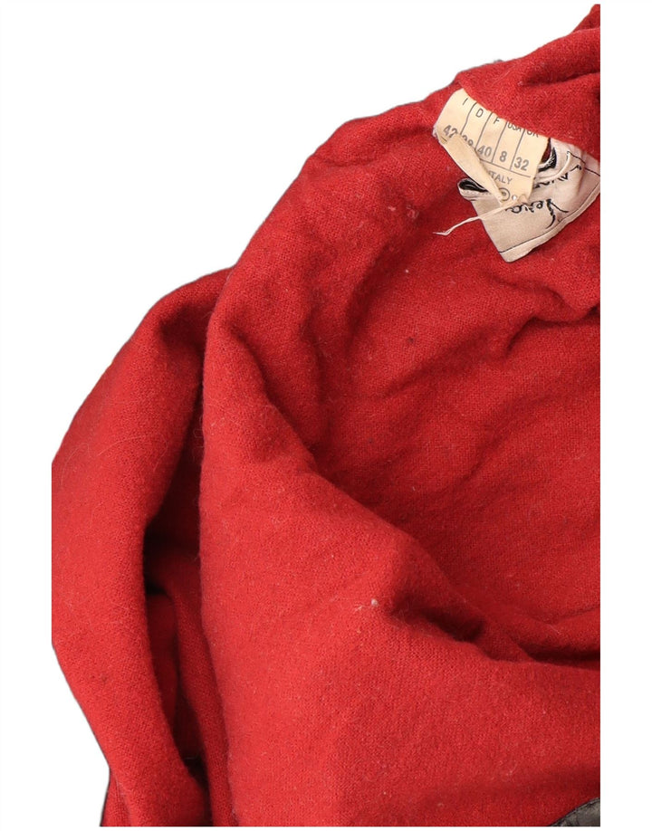 VINTAGE Palton supradimensionat din piele cu glugă pentru femei IT 42 Piele neagră medie