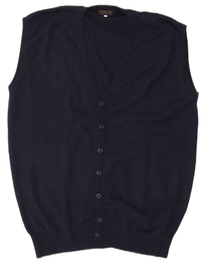 Pulover cardigan fără mâneci pentru bărbați Nervesa 3XL lână bleumarin