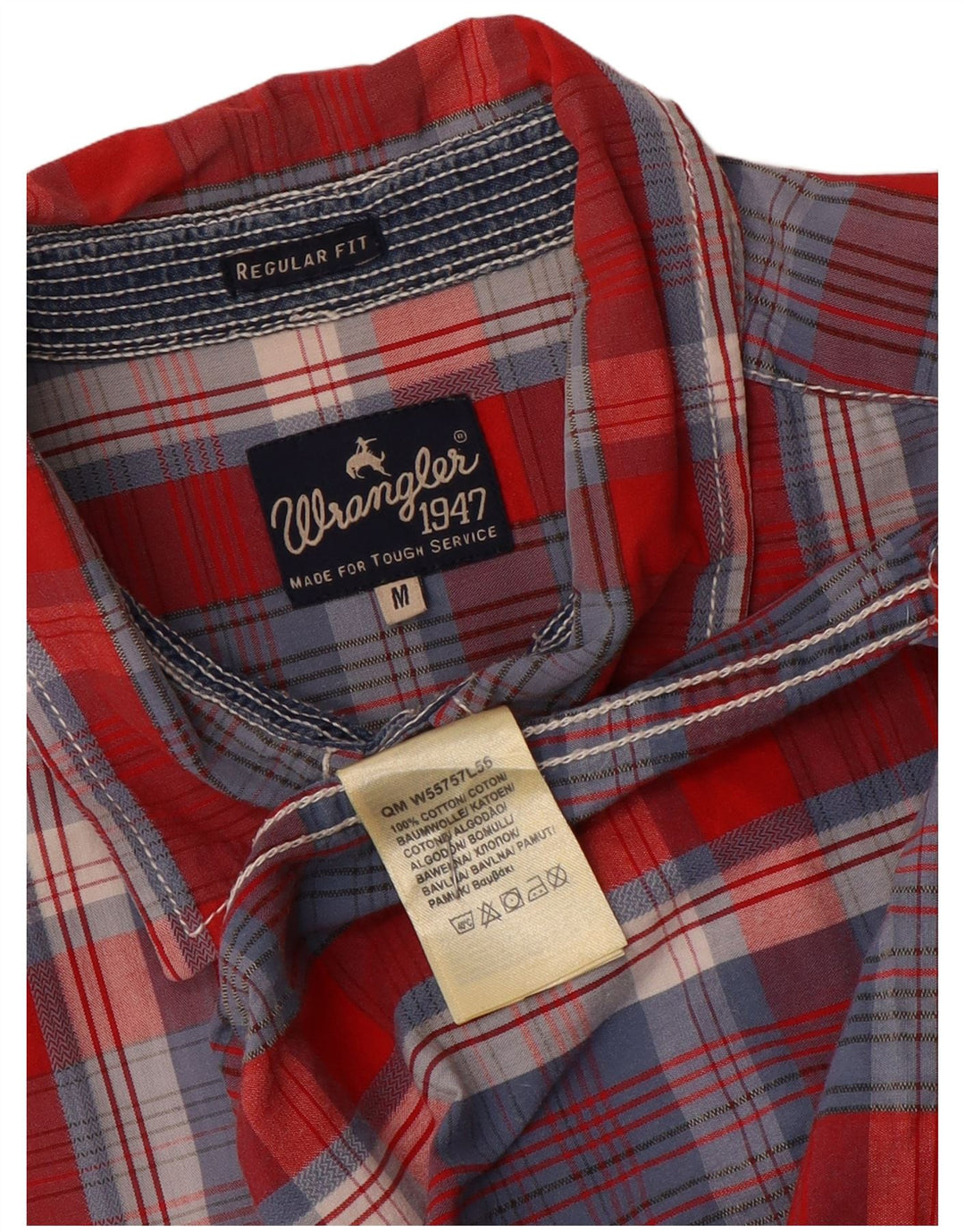 Cămașă Wrangler pentru bărbați, cu mânecă scurtă, cu ajustare normală, din bumbac cu carouri albastru mediu