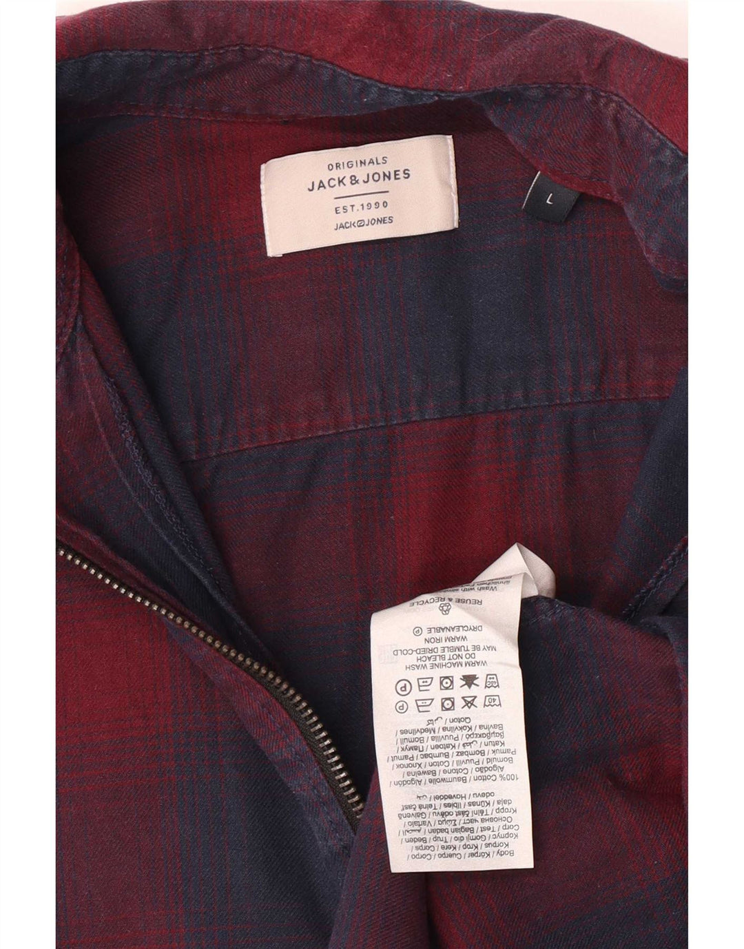 Cămașă de flanel Jack & Jones pentru bărbați, din bumbac în carouri, albastru bleumarin