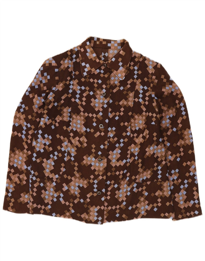 Bomber pentru femei VINTAGE UK 12 Medium Brown Geometric