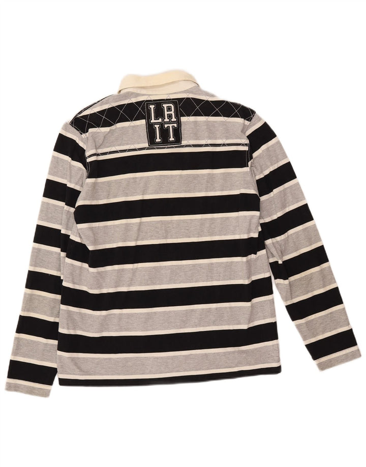 Tricou polo rugby cu mânecă lungă pentru bărbați LOTTO, cu dungi negre medii