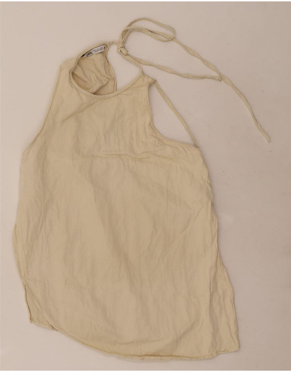 Top Halter pentru femei Zara UK 10 Small din viscoză albă