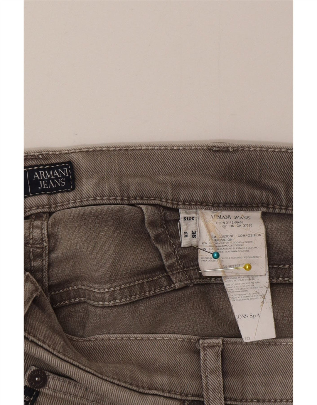 Blugi drepti pentru bărbați Armani W36 L35 bumbac gri