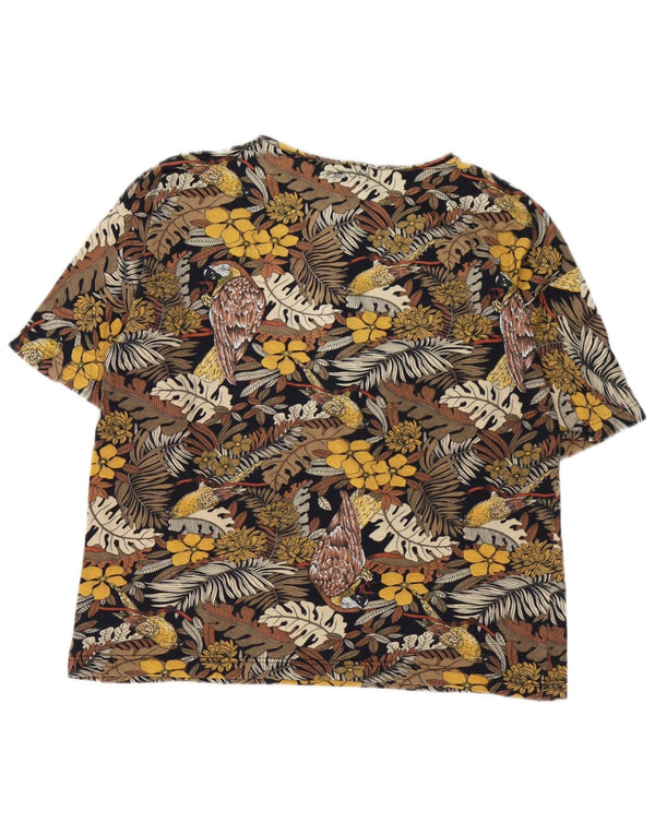 Tricou vintage pentru femei hawaian Top UK 14 Medium Brown Floral