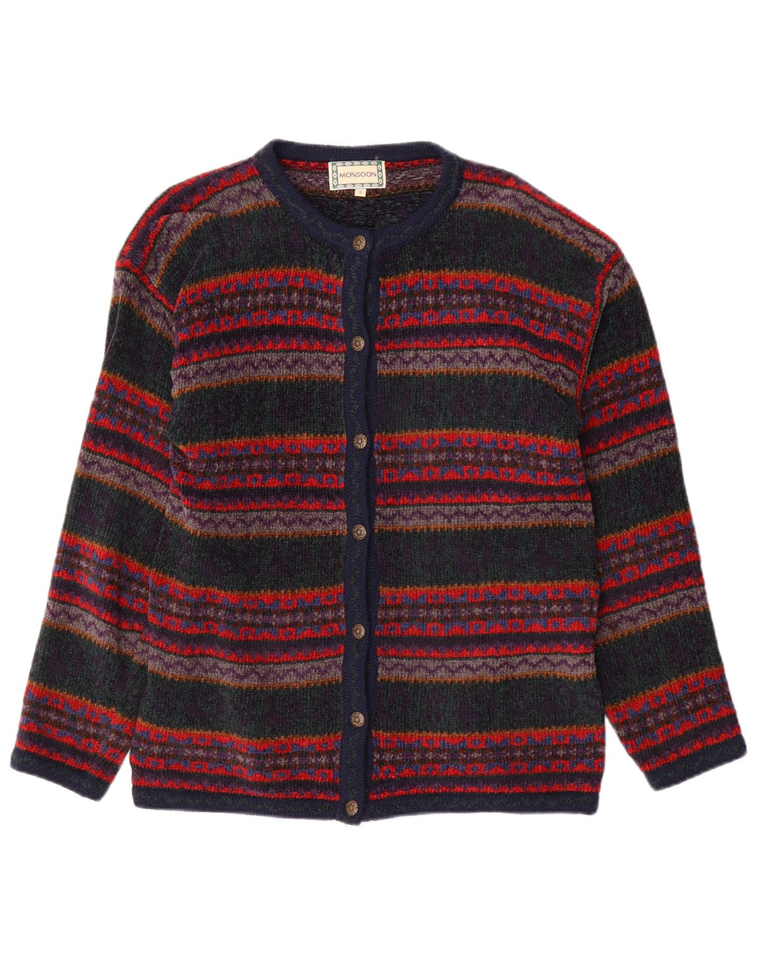 MONSOON Pulover cardigan pentru femei UK 10 Fair Isle mic multicolor