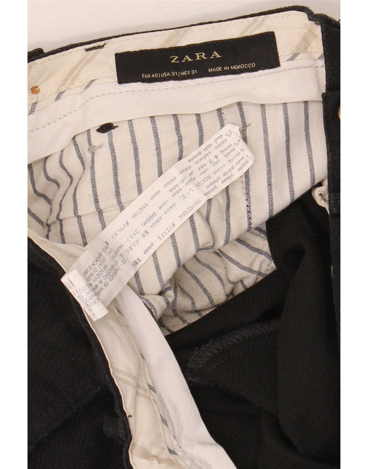 Pantaloni de costum slim pentru bărbați Zara EU 40 Mediu L31 L30 Poliester negru