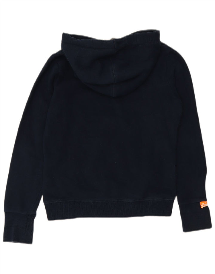 SUPERDRY Pulover cu glugă cu grafic pentru femei UK 14 Medium bleumarin Bumbac