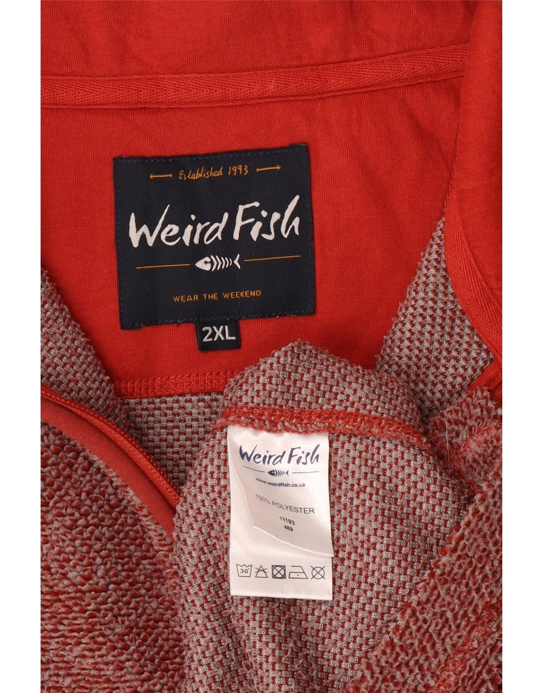 Pulover din lână pentru bărbați Weird Fish, cu fermoar și gât, poliester burgundy 2XL