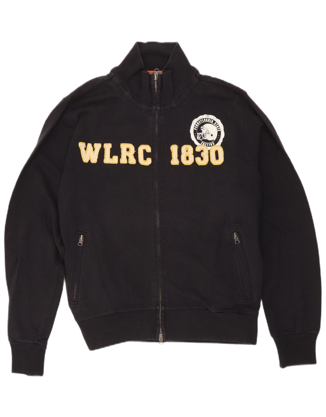 Jachetă de top pentru trening grafic Woolrich pentru bărbați, bumbac mediu negru