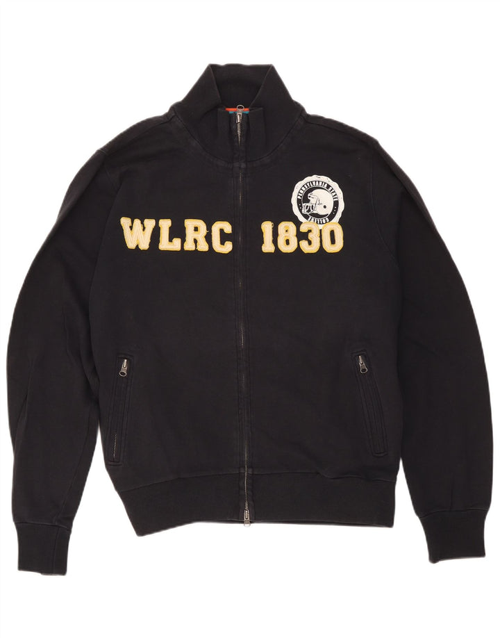 Jachetă de top pentru trening grafic Woolrich pentru bărbați, bumbac mediu negru