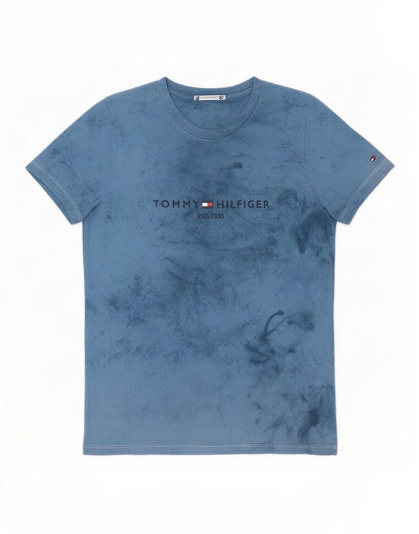 Tricou Tommy Hilfiger pentru femei Top UK 12 Medium Blue Tie Dye Bumbac