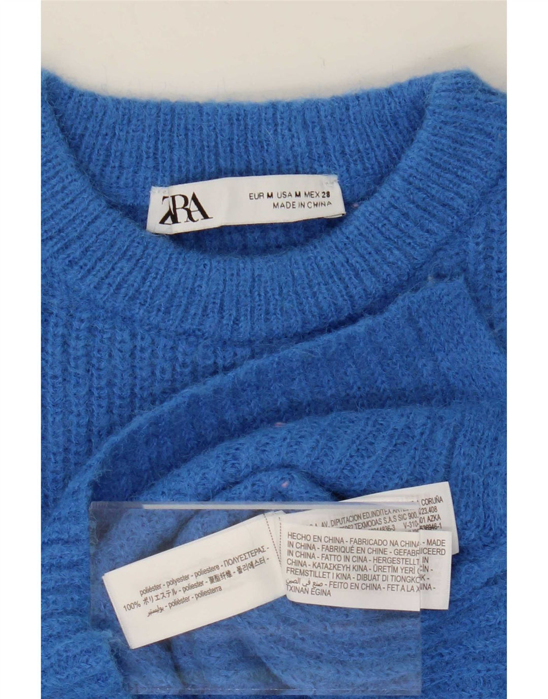 Pulover pentru femei Zara Crop Crew Gate UK 14 Poliester albastru mediu