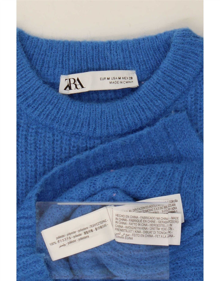 Pulover pentru femei Zara Crop Crew Gate UK 14 Poliester albastru mediu