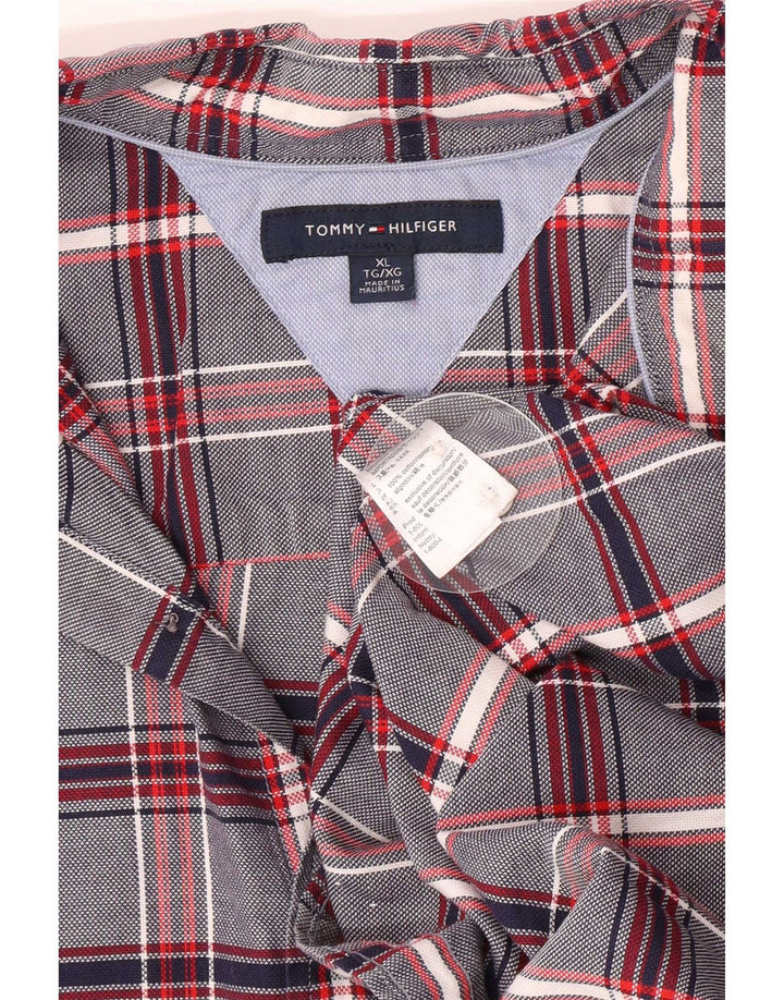 Cămașă pentru bărbați Tommy Hilfiger XL, bumbac cu carouri bleumarin