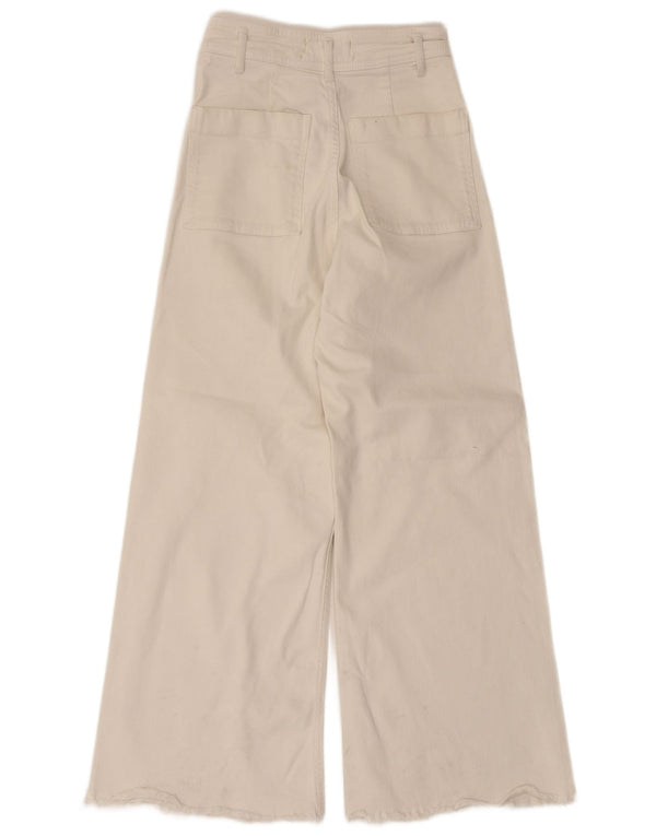 Blugi drepți pentru femei cu picioare largi Zara EU 36 XS W26 Bumbac alb