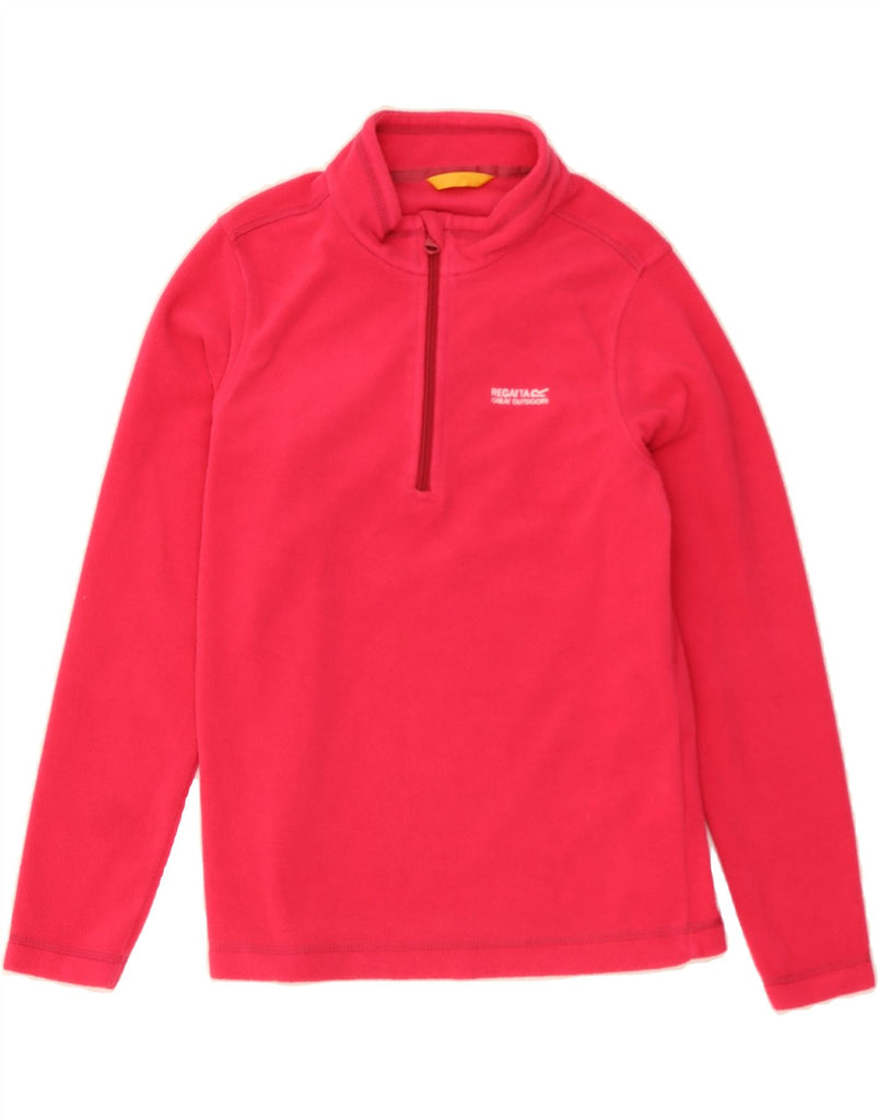 REGATTA Girls Zip Neck Fleece Jumper 12-13 Years Pink Polyester Vintage Regatta and Second-Hand Regatta from Messina Hembry 