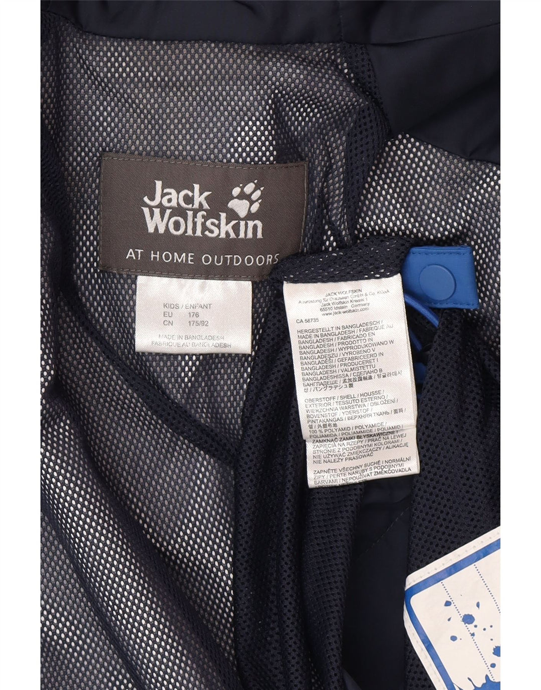 Jack Wolfskin Jachetă de ploaie pentru băieți 15-16 ani, albastru, poliamidă color bloc