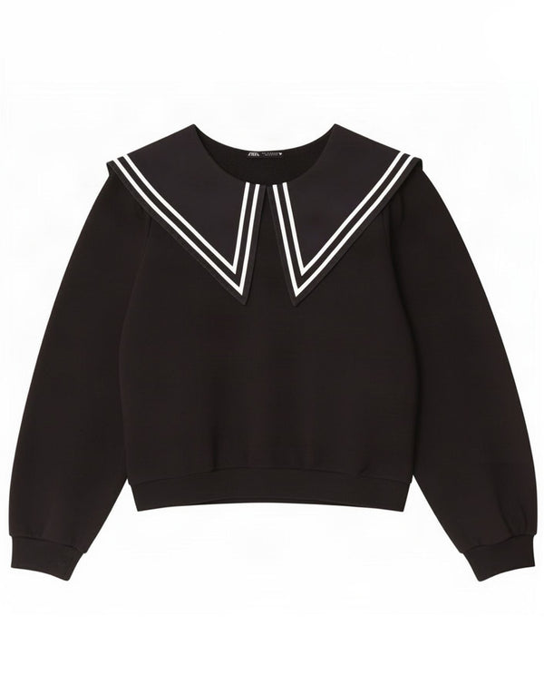Pulover pentru damă Zara Crop Pulover UK 12 Bumbac cu dungi negre medii