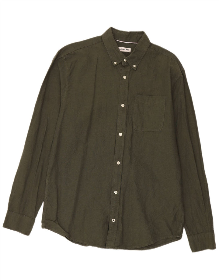 Cămașă Jack & Jones pentru bărbați, bumbac kaki mare