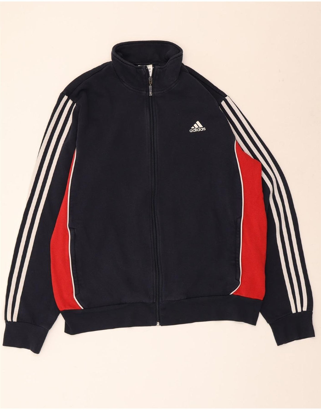 Jachetă de trening pentru bărbați Adidas, XL, albastru bleumarin, bumbac color bloc