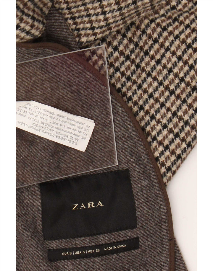 Zara Pardesiu pentru bărbați UK 36 Small Brown Houndstooth Poliester
