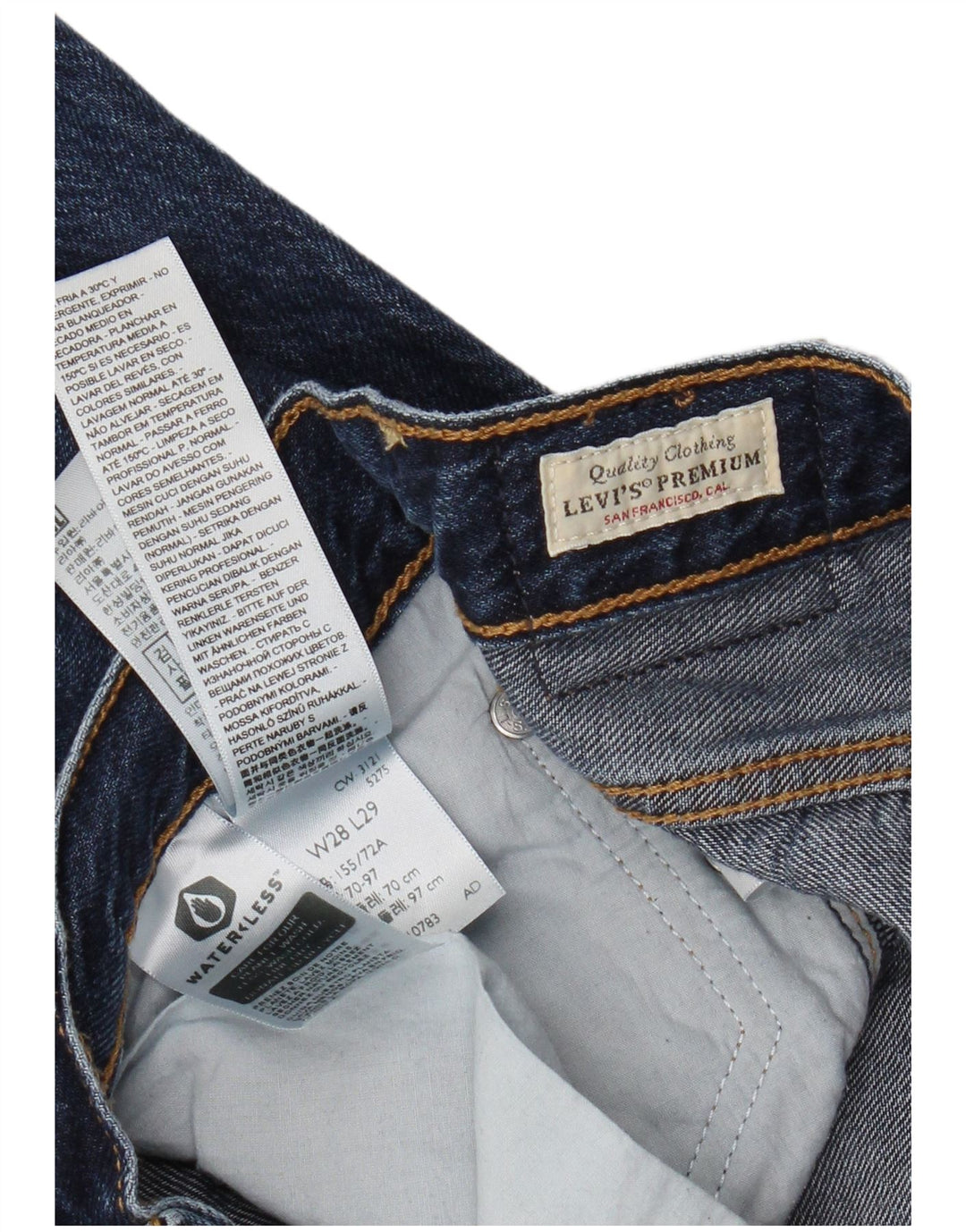 Blugi drepti pentru bărbați LEVI'S Ribcage W28 L29 Bumbac bleumarin